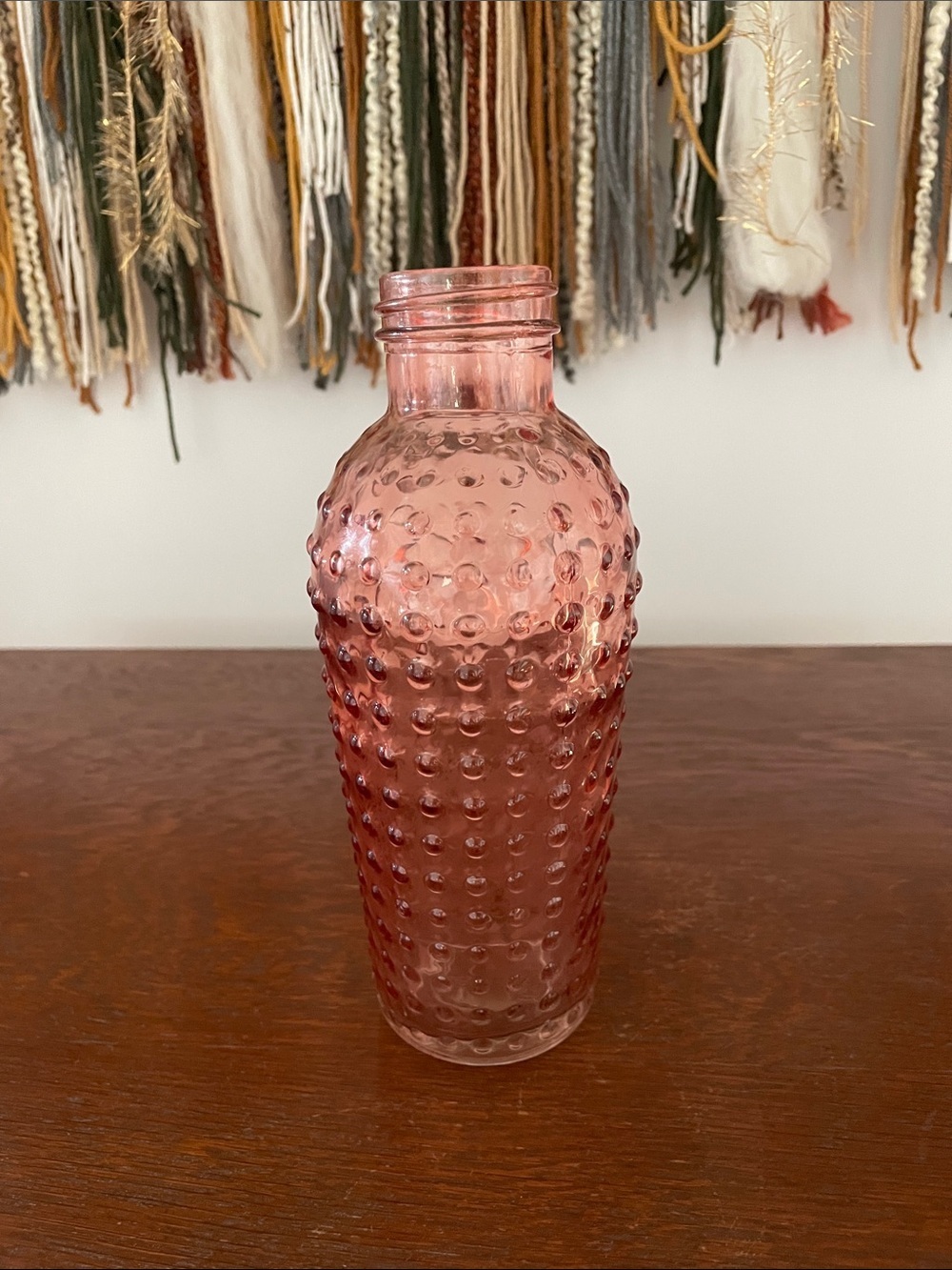 Textured Pink Glass Decorative Vase